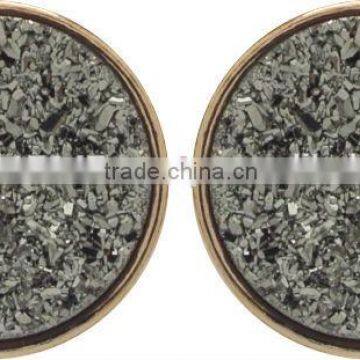 Earring With Natural Stone, GOLD PLATED