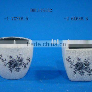 Ceramic crackleware flower pot