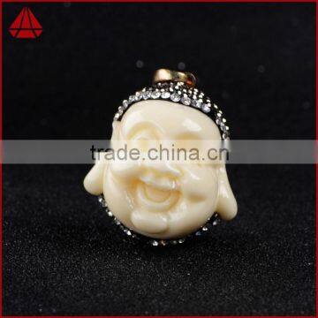 Nepal Style Imitation Ox Bone Buddha Pendants, Handmake Carved Buddha Pendant, Smile Buddha Head Bead photo-2