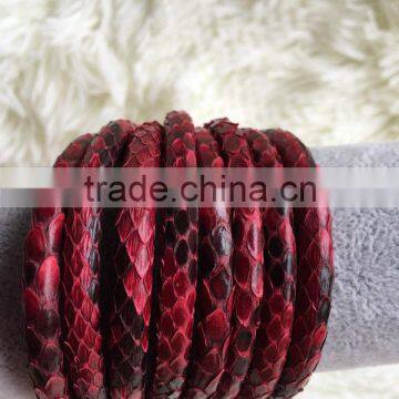 Black Genuine Snake Skin Hide Leather Python Round Cold For Luxury Bracelet Making photo-2