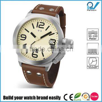 Build your watch brand easily stainless steel case 50 meters-100 meters water resistant japan movement men watch