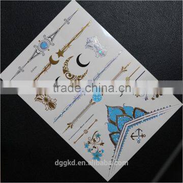 hot new metallic temporary tattoo gold and silver temporary tattoo smile face tattoo letter tattoo flash jewel tattoo