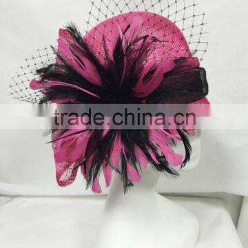 Fuschia/black Church Hat,Derby Hat,Wedding Hat for beautiful ladies headwear