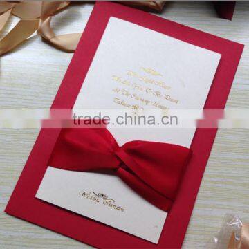 New arrival elegant & high-end red & pink wedding invitations with red ribbons bow