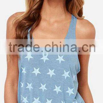 Europe design new spot sleeveless backless lady cotton t shirt