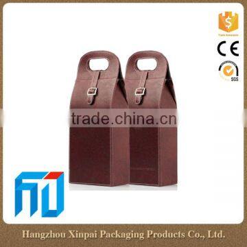 New design portable 2 bottle leather wine carrier