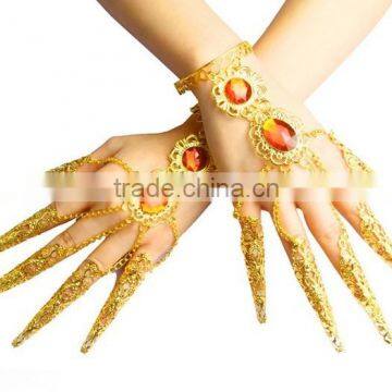 Gold Finger Ring Bracelet In Belly Dance Stage