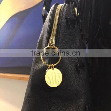 Personalized Engraved Monogram Stainless Steel Tassel Keychain photo-3