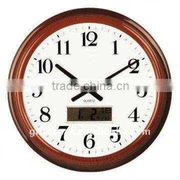 lcd windows calendar analog wooden wall clock