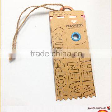 China wholesale hanging paper clothing hang tags for jeans with eyelet