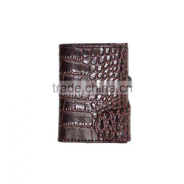 Credit Card Holder leather, good leather cardholder Crocodile patern brown