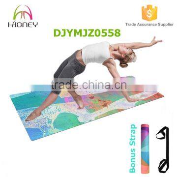 Premium Rubber Yoga Mat with Carry Strap non slip machine washable