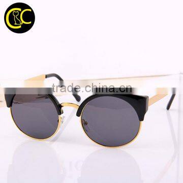 Hot Retro Round Cat Eye Sunglasses Half Metal Rim Vintage Women Sunglasses Cateyes Designer Eye wear For Girls Oculos CC5005