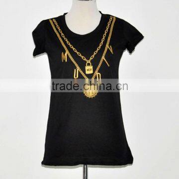 Cotton t shirts women&fancy black t shirts for ladies