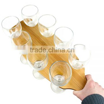 2015 new design wine beer Tasting Serving Paddle Beer Bamboo Wine Flight for 8 Stemware wine flight wholesale