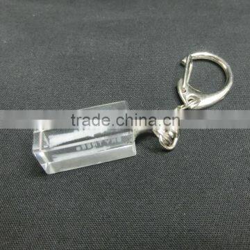 Oem Engrave design k9 crystal block Custom 3d keychain