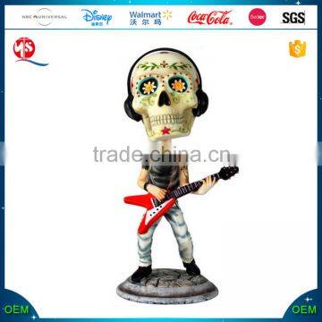 Top Selling Polyresin Customized Rock Skull Bobble Head Statue with Cool Bobbleheads