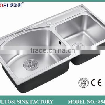 popular Asia silver kitchen sink with double drain boards 8544