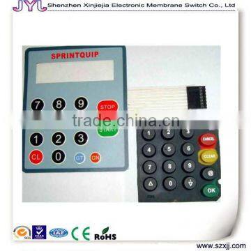 Calculator membrane keypad in PET/PC/Rubber graphic overly