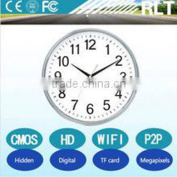 Simple style CMOS HD 0.3mp pinhole P2P wall clock wifi secret camera remote monitoring guard against theft support 32g card