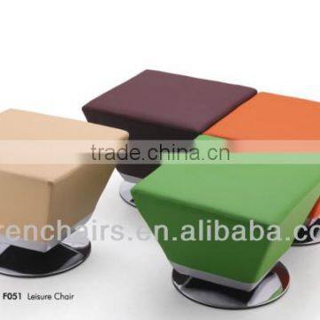 Modern design furniture classic leather soft with metal base colorful stools