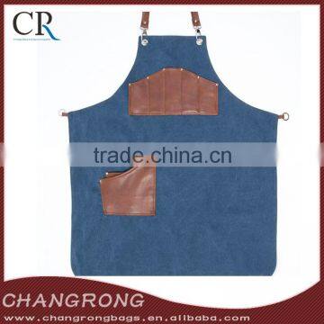 heavy duty canvas barber apron with leather trim for wholesale