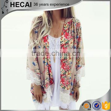 Floral print tops open wholesale casual kimono cardigan