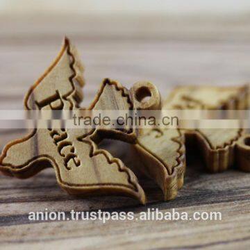 Olive Wood Small Jerusalem Jewelry Dove Pendant photo-2