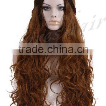 30inch charming women's ombre brown long curly lace front wig synthetic hair