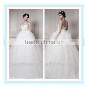 2014 New Style Lace Appliqued Sweetheart Strapless Ball Gown Wedding Dress Patterns (WDER-PERFECT)