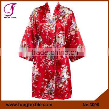 300806 New Women Floral Satin Bridal Robe