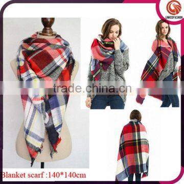 In Stock Multi Color Plaid Blanket Scarf