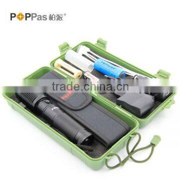 POPPAS 6618 High Power XML T6 Led Aluminium USB 5 Pin Rechargeable Zoomable LED Flashlight Torch Set photo-6