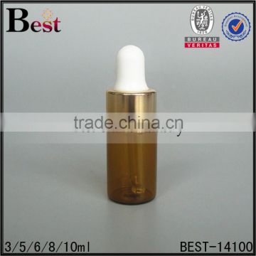 3/5/6/7/8/10ml amber glass tube bottle screen printing luxury golden metal press cap dropper