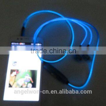 EL Light Earphone Wired LED Glowing Earphone With MIC