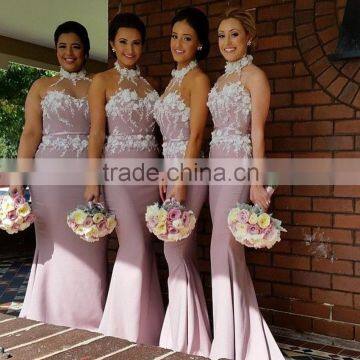 (MY2847) MARRY YOU Halter Neck Lace Appliqued Fat Bridesmaid Dress Patterns                        
                                                Quality Choice