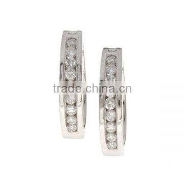 Hot Quality 316l Stainless Steel Huggie Earrings Blue Zircon Stone Earrings Jewellery photo-2