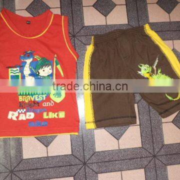 Children printed knitted short sleeve t-shirt and short pant set