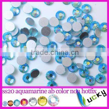 Wholesale aquamarine ab strass crystal flat foied back rhinestones for nail art