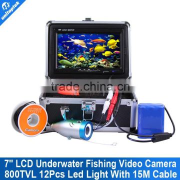 800TVL 12 White Brignt Light 7" TFT Color LCD Underwater Fishing Camera For Fish Finder Aluminum Case