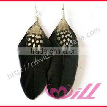 Popular Wholesale Cheap Natural Black Feather Earrings Long Feather Earring