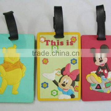 ready sale embossed lovely famous cartoon character soft pvc cruise luggage tags