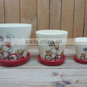 DFC new chef design ceramic set of three flower planter