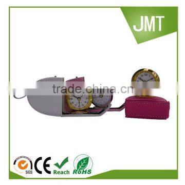 Foldable customized digital pu leather Alarm Desk Table Clock
