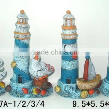 Cute Fashion Design Resin Material Lighthouse Solar Lights