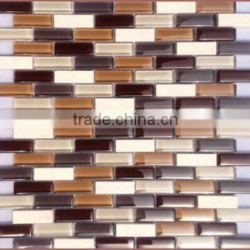 Strip Glass Stone Mosaic Tile Glass Backsplash