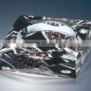 special crystal ashtray,crystal smoking set with engraved logo color for bar decorations (R-1021