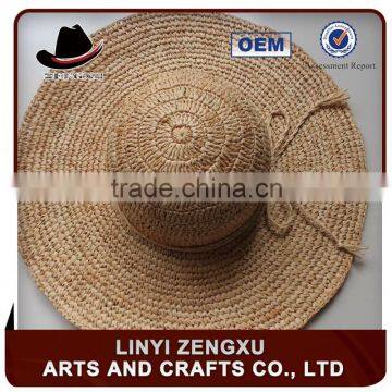 fashion printing blue men hand crocheted straw hat