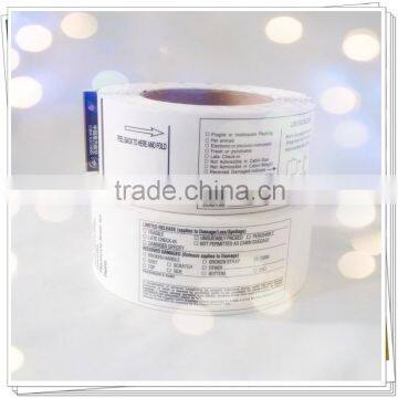 PET Laminated Thermal paper material for Airline baggage label