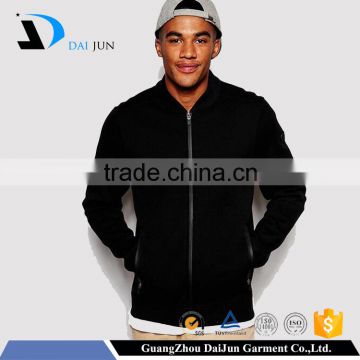 Daijun oem 2016 new design high quality cotton black outer black plain zip up sports jacket